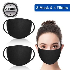 2-Pack Black Face Mouth Mask | 4 Filters Included!